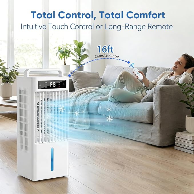 Portable Air Conditioners Fan, Windowless Evaporative Air Cooler 2 Modes & 6 - Image 7