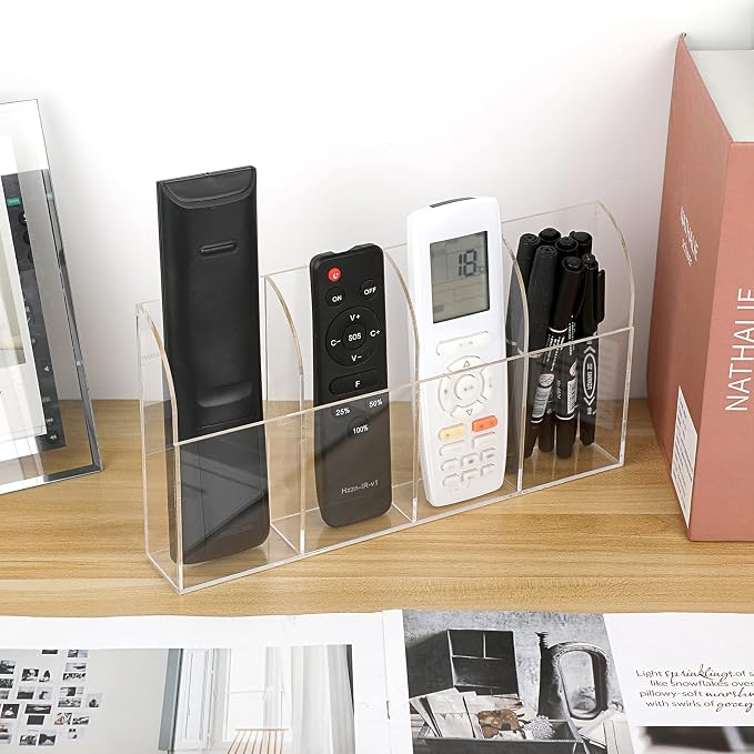 Hipiwe Wall Mount Remote Control Holder Clear Acrylic Media Organizer Remote - Image 8