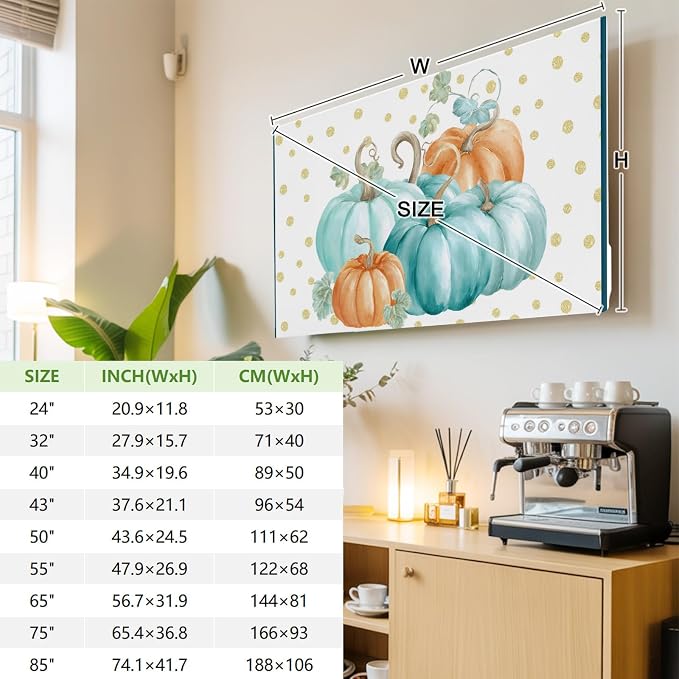 Thanksgiving Pumpkin Fall Botanical Indoor TV Cover, Elastic TV Screen - Image 4