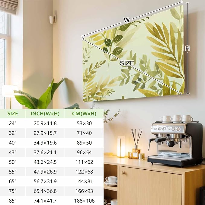 Watercolor Country Leaf Indoor TV Cover, Elastic TV Screen Protector Yellow - Image 3