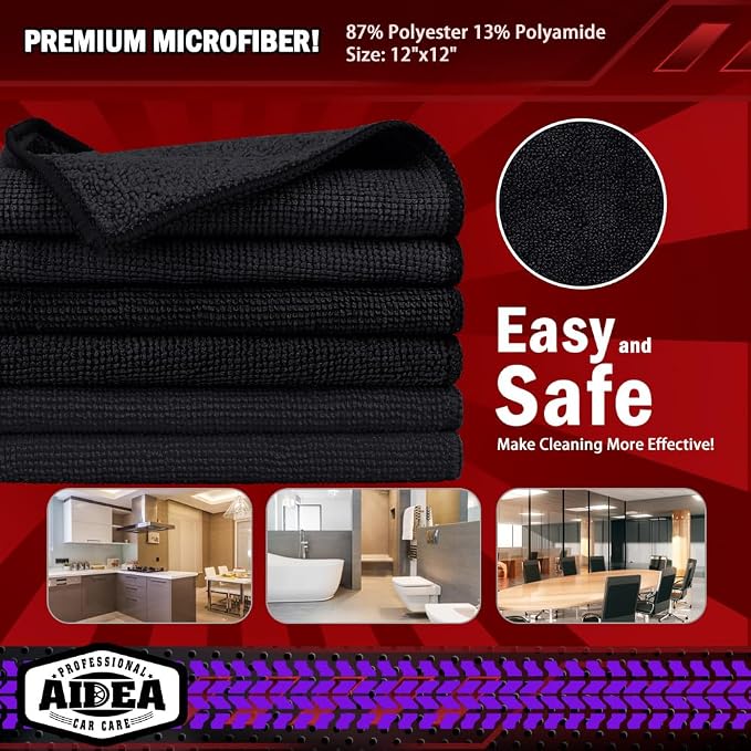 AIDEA Microfiber Cleaning Cloth Black, Microfiber Towels - Image 6
