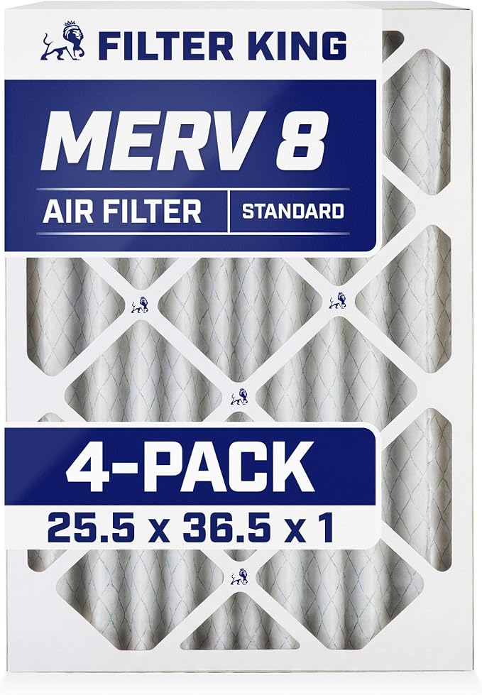 Filter King 25.5x36.5x1 Air Filter | 4-PACK | MERV 8 HVAC Pleated A/C Furnace by FilterKing