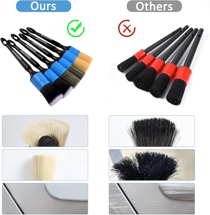 6pcs Car Detailing Brush Set-2pcs Boars Hair Car Detailing Brushes, Leather - Image 6