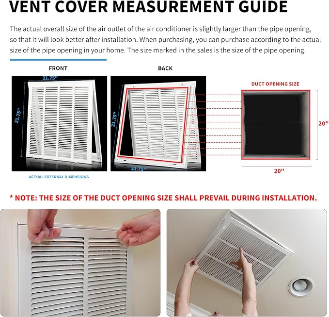 20"Wx20"H Return Air Grille Return Vent Cover - Image 6