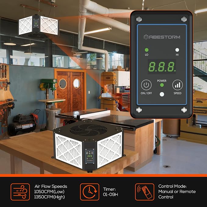 ABESTORM 360 Degree Intake Air Filtration System Woodworking 1350 CFM Hanging - Image 7