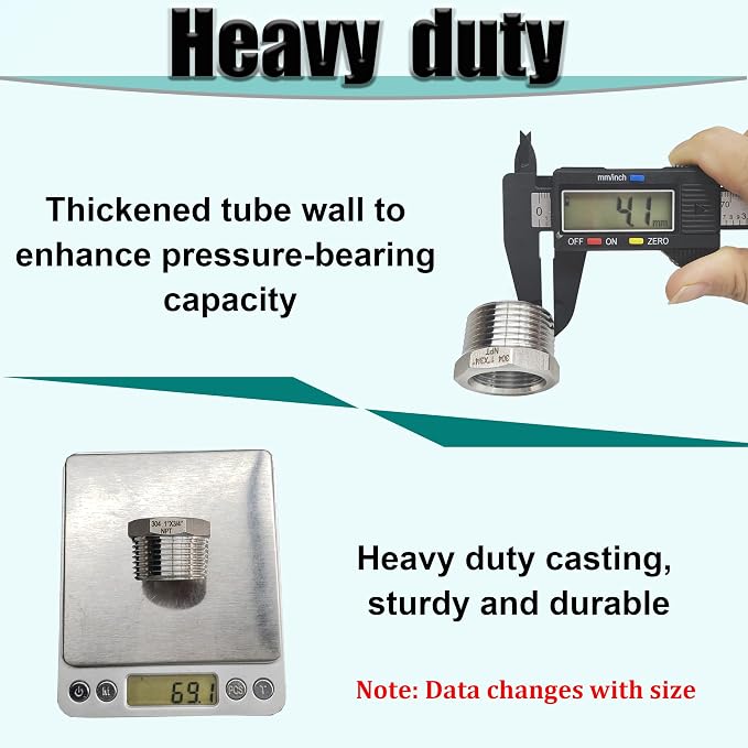 1" NPT Male to 3/4" NPT Female Hex Bushing Reducer, 304 Stainless Steel NPT - Image 4