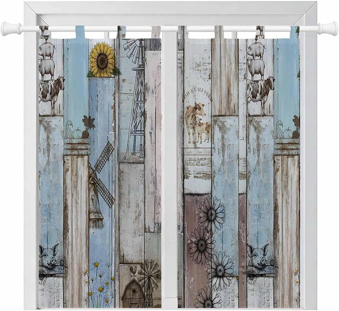 Blue Grey Wooden Bedroom Curtains 72 Inch Length, Window Curtains Tab Top by Unknown