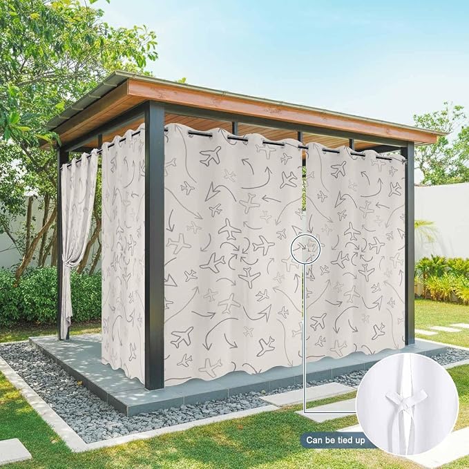 Abstract Airline Route Waterproof Outdoor Curtains - Image 9