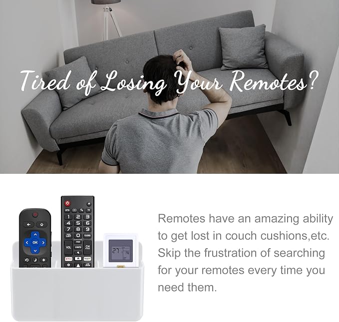 3 Slot Adjustable Remote Holder Wall Mount, TV Controller Holder Hollow Bottom - Image 3