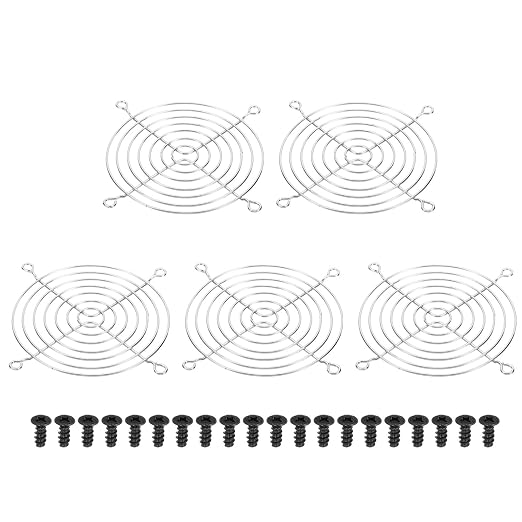 PATIKIL 110mm Fan Grill with Screws, 5 Pack Chrome Plated Iron Frame Ventilator by PATIKIL