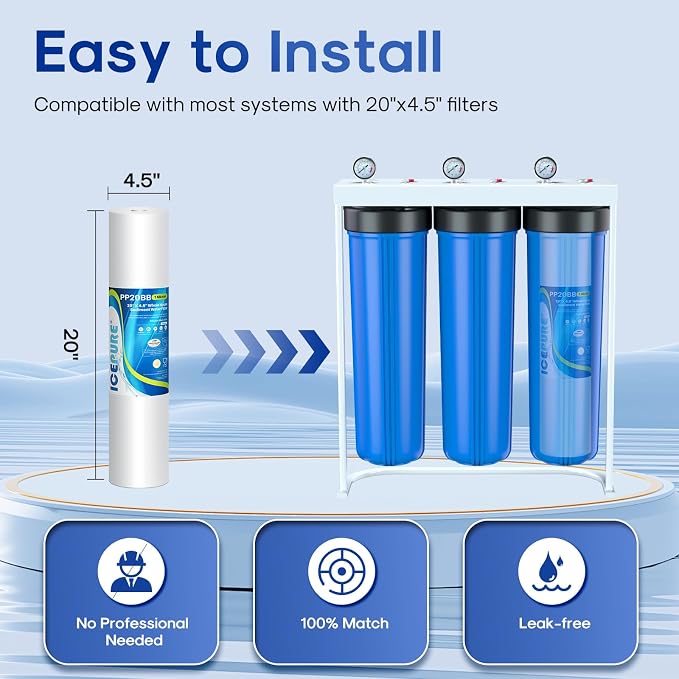 ICEPURE 1 Micron 20" x 4.5" Whole House Sediment Home Water Filter Replacement - Image 7