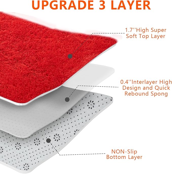 Red Shag Area Rugs for Bedroom Living Room,Ultra Soft Fluffy Christmas Area Rugs 6X9 for Dorm, Indoor Carpet Nursery Rugs for Kids Girl Room Home Decor, Red