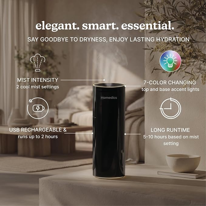 Homedics Portable Humidifier – Small Ultrasonic Cool Mist Humidifier - Image 3