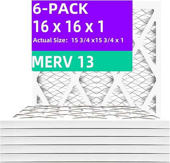 16x16x1 MERV 13 Pleated Air Filter MPR 1900 & FPR 10, Furnace Air Filters by Qingzhug