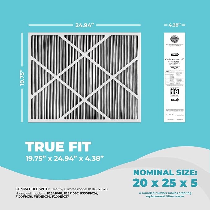 Healthy Climate Lennox X6675 20x25x5 Air Filter, Lennox Healthy Climate Carbon - Image 2