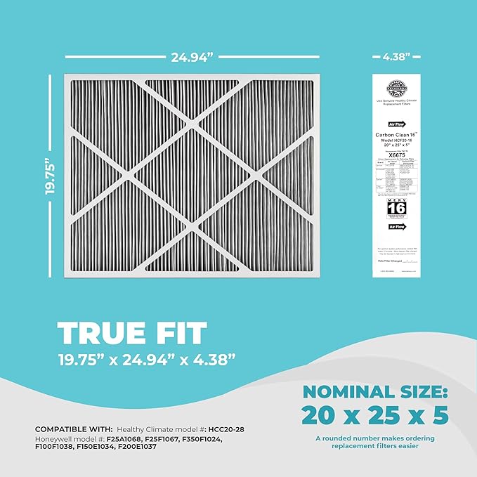 Lennox Healthy Climate Lennox X6675 20x25x5 Air Filter, Healthy Climate Carbon - Image 2