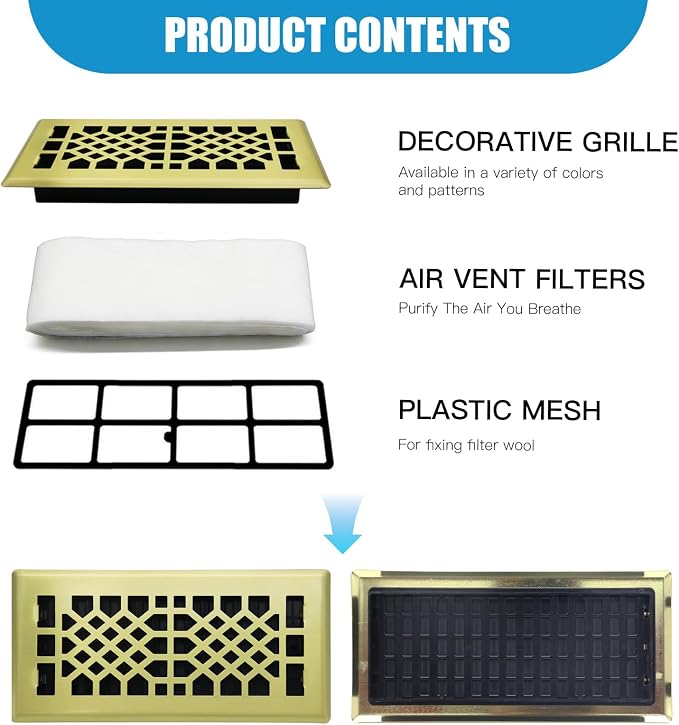 Floor Vent with Cut-to-Fit Filter Kit 4x12 Inch Heavy Duty Steel Walkable - Image 7