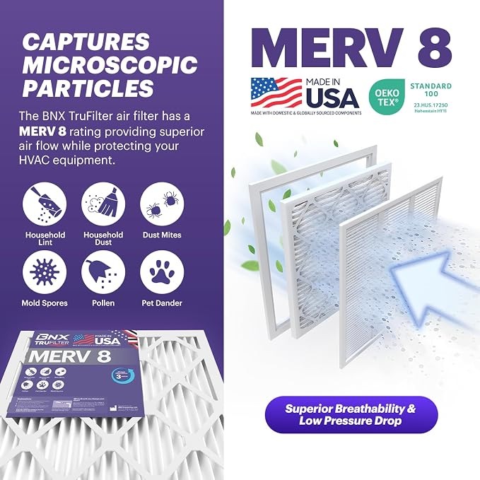 BNX TruFilter 20x20x2 Air Filter MERV 8 - Image 3