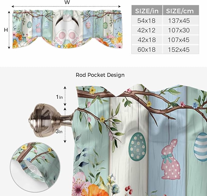 Easter Tie Up Valance Curtains for Windows, Kitchen Curtains Window Shades - Image 6