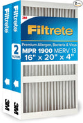 Filtrete 16x20x4 AC Furnace Air Filter, MERV 13, MPR 1900, Premium Allergen by Filtrete