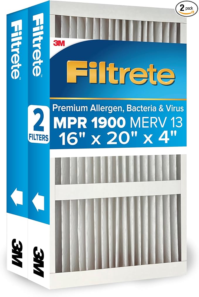 Filtrete 16x20x4 AC Furnace Air Filter, MERV 13, MPR 1900, Premium Allergen by Filtrete