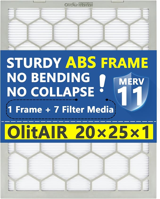 20x25x1 MERV 11 Air Filter, AC Furnace Air Filter, Reusable ABS Plastic Frame - Image 7