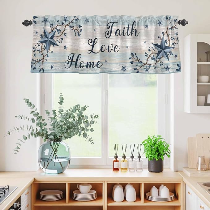 Vintage Farmhouse Kitchen Curtains Set 3 Piece - Image 6