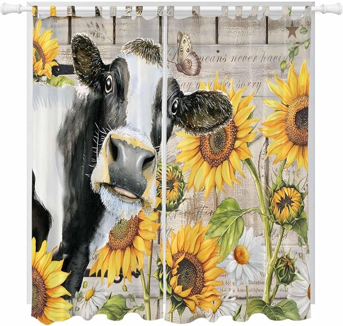 Yellow Sunflowers Living Room Curtains 84 Inch Length, Window Curtains Tab Top by Unknown