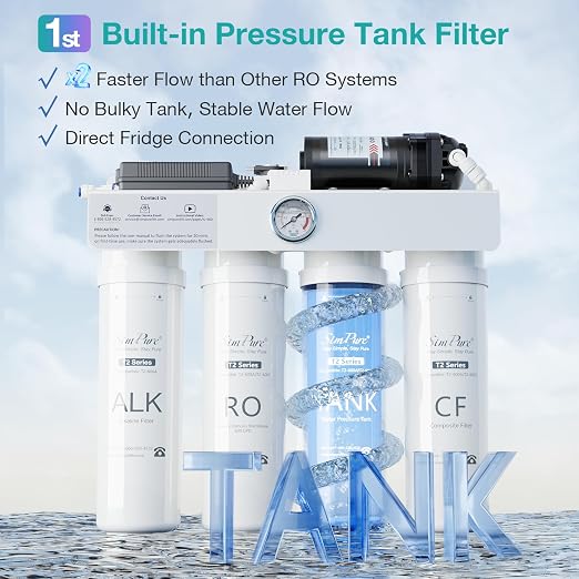 SimPure T2-600A Reverse Osmosis Water Filter System Alkaline Water, NSF/ANSI 58 - Image 2