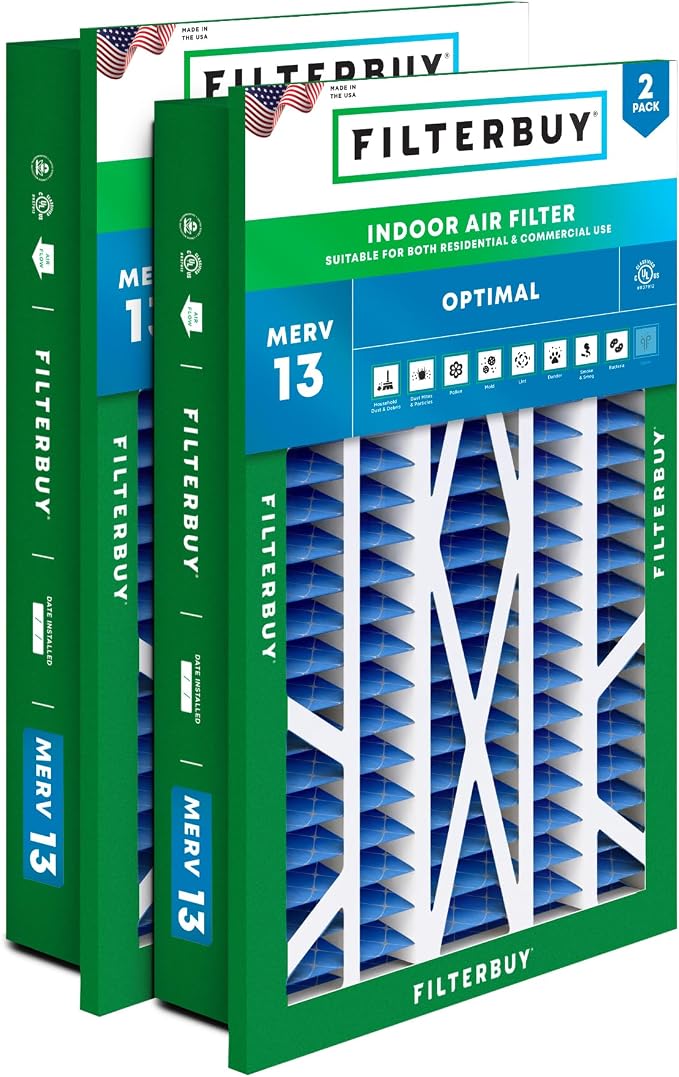 Filterbuy 16x25x5 Air Filter MERV 13 Optimal Smoke & Allergy Defense, by Filterbuy