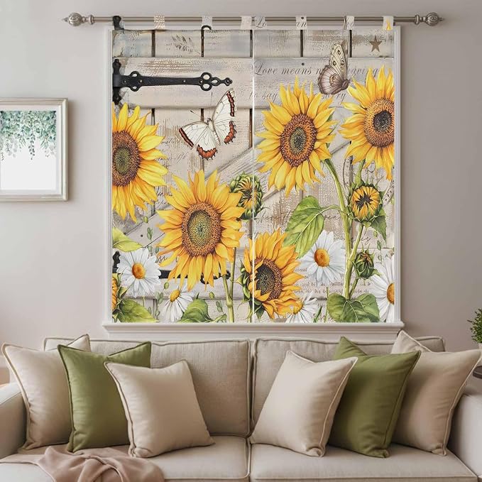 Farm Flowers Living Room Curtains 84 Inch Length, Window Curtains Tab Top - Image 9
