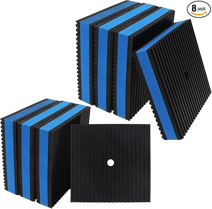 8-Pack Anti-Vibration Pads 4 x 4 x 7/8-inch, Heavy Duty Sound Isolation Ribbed by CLAHJQX