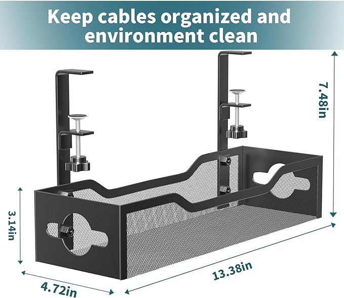 Litwaro Under Desk Cable Management Tray 2 Pack, No Drill, Organizer - Image 3