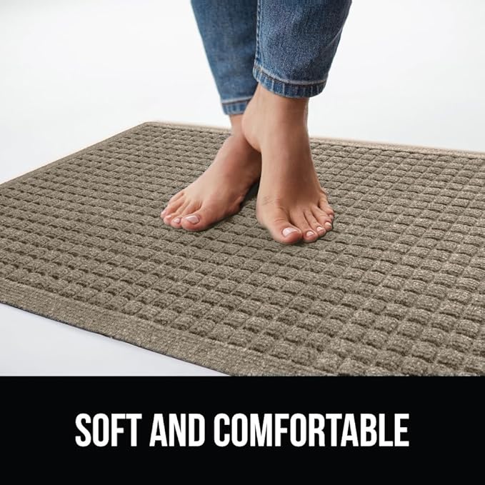 GORILLA GRIP® Ultra Absorbent Front Door Mat Outside Entrance, Traps Dirt and Moisture, HydroABSORB Indoor Outdoor Doormat Holds Up to 1.7 Cups Water, Stain and Fade Resistant Welcome Mat, 29x17 Beige