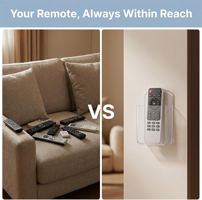 2 PCS Remote Control Holder Wall Mount, TV Remote Control Holder, Self Adhesive - Image 7