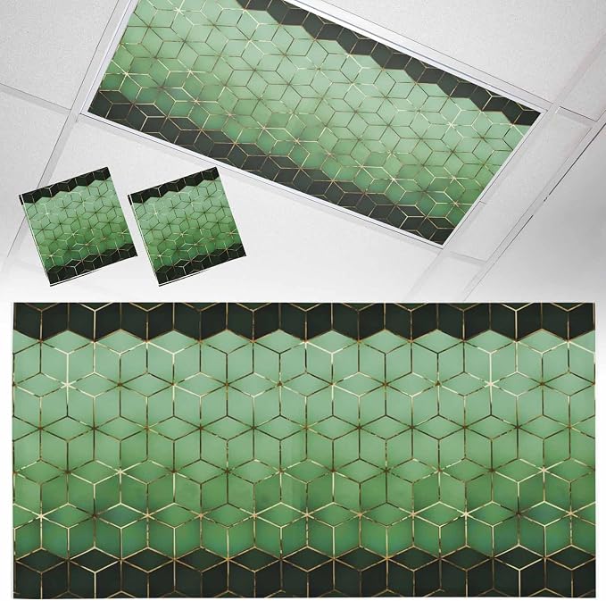 2x4 ft Fluorescent Light Cover for Ceiling Abstract Green Gradient Diamond by Unknown