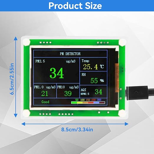 Portable Air Quality Monitor Indoor, 2.8in PM1.0, PM10.0 Air Quality Tester - Image 2