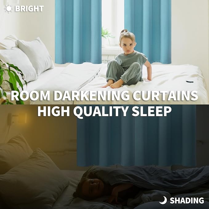 BGment Blackout Curtains - Grommet Thermal Insulated Room Darkening Bedroom and Living Room Curtains, Set of 2 Panels (52 x 45 Inch, Aqua)
