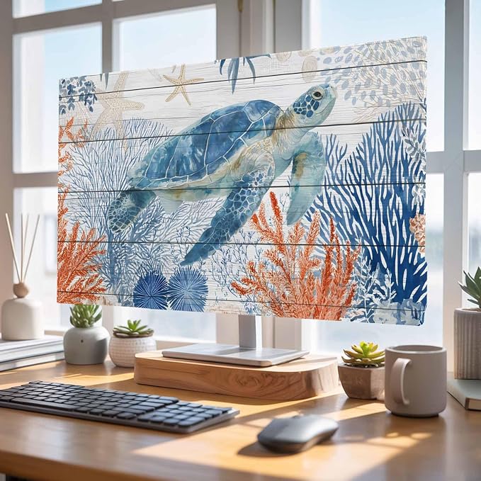 Underwater Turtle Ocean Starfish Indoor TV Cover, Elastic TV Screen Protector - Image 4