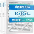 10x10x1 Air Filter 4 Pack MERV 8 Furnace HVAC AC Pleated Filters Dust Defense by AmazEden