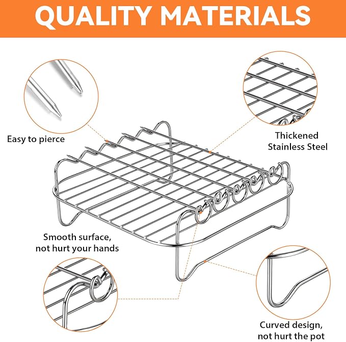 2 Pcs Air Fryer Rack Square, Stackable Multi-Layer Stainless Steel Dehydrator - Image 4
