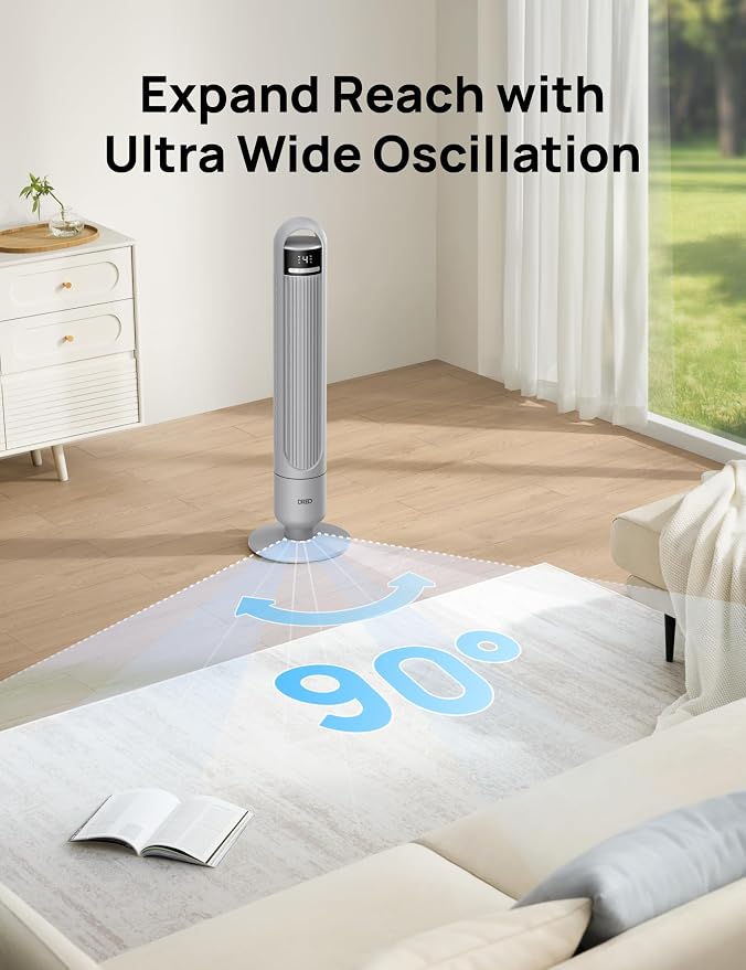 DREO Tower Fan for Bedroom, 4 Speeds, 3 Modes Standing Fans for Room - Image 3