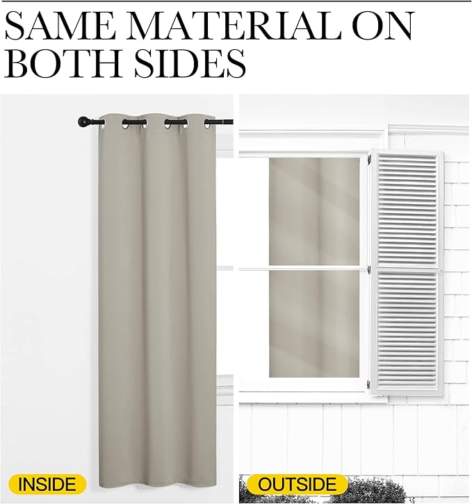 NICETOWN Kitchen Curtains for Decoration, Thermal Insulated Grommet Room Darkening Draperies/Panels for Laundry (Natural, 2 Panels, W42 x L50 inches)