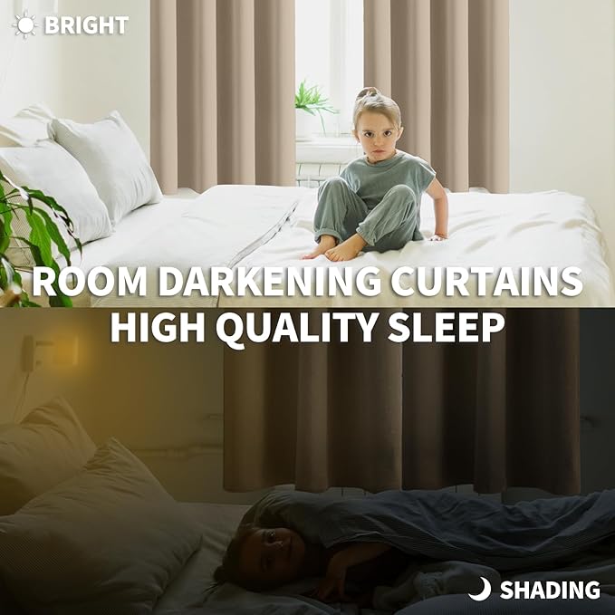 BGment Blackout Curtains - Grommet Thermal Insulated Room Darkening Bedroom and Living Room Curtains, Set of 2 Panels (52 x 45 Inch, Sand)