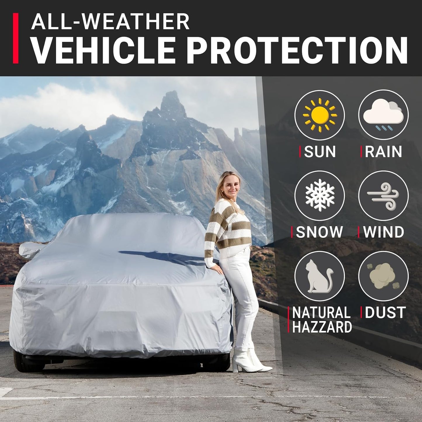 iCarCover Custom Car Cover for 2006-2015 Mazda MX-5 Miata, Waterproof All-Weather Rain Snow UV Sun Protector Full Exterior Weatherproof Indoor Outdoor Car Cover with Strap
