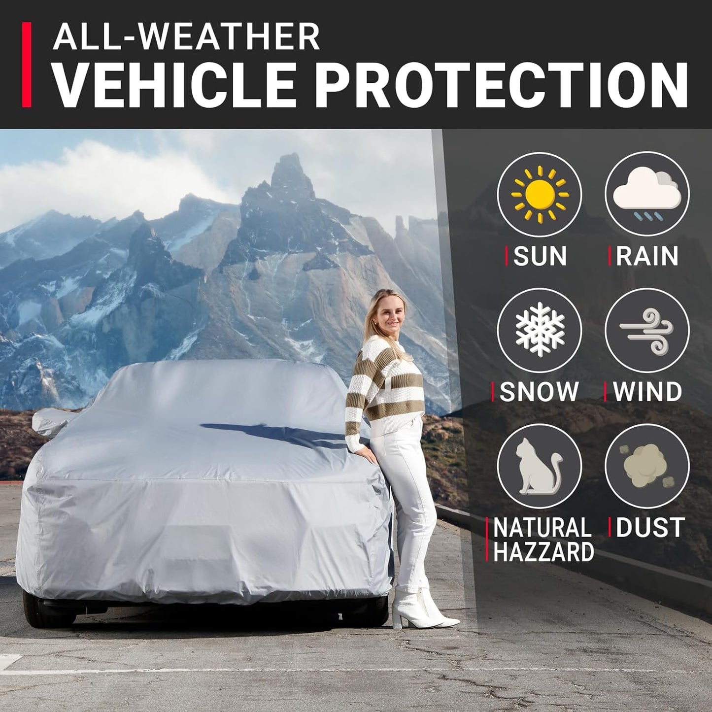 iCarCover Custom Car Cover for 2006-2025 Dodge Charger SXT, GT, Hellcat, Scat Pack, R/T, SE, Daytona, SRT, SRT8 Waterproof All-Weather Rain Snow UV Sun Protector Full Exterior Indoor Outdoor Car Cover