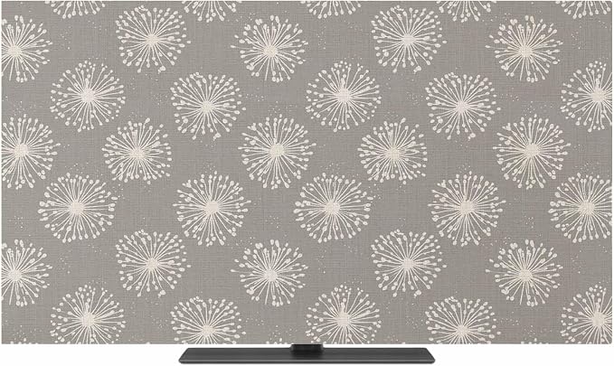 Abstract Dandelion on Grey Indoor TV Cover, Elastic TV Screen Protector Vintage by Unknown