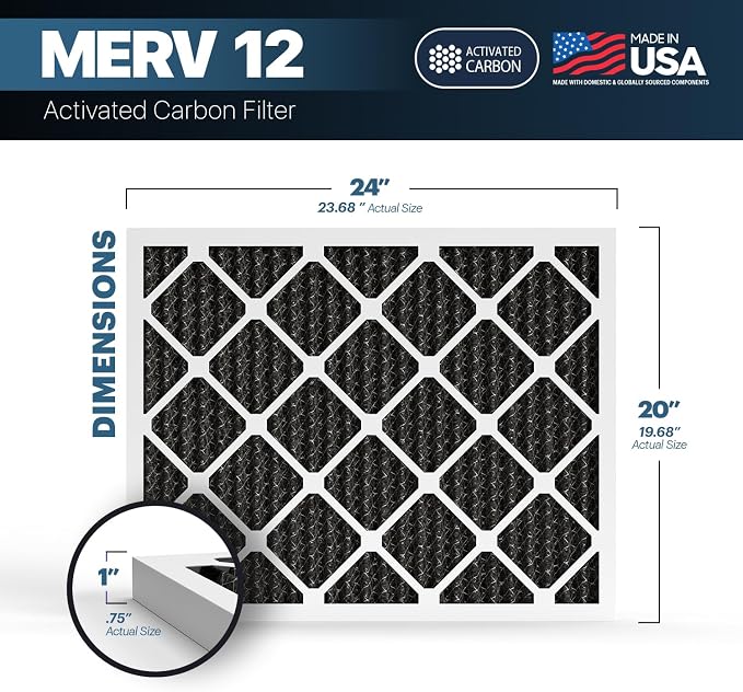 BNX TruFilter 20x24x1 MERV 12 Odor Defense AC Furnace Air Filter - Image 2