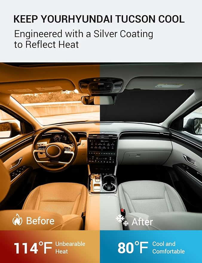 Proadsy Windshield Sun Shade for Hyundai Tucson 2026 2025 2024 2023 2022 Front - Image 3