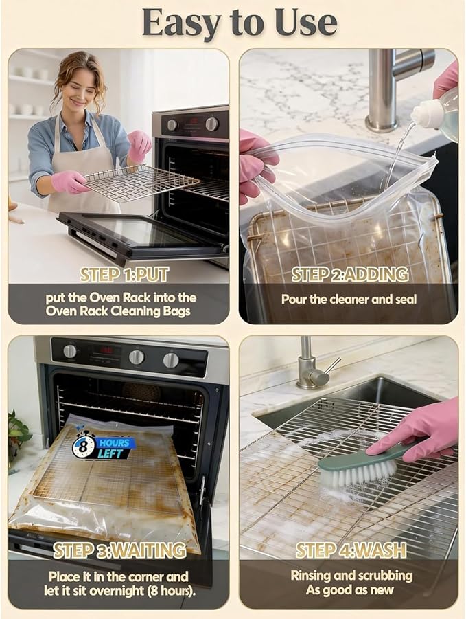 GrateGleam - 10 Pack Oven Rack Cleaning Bags | Heavy-Duty Leak-Proof Degreaser - Image 7